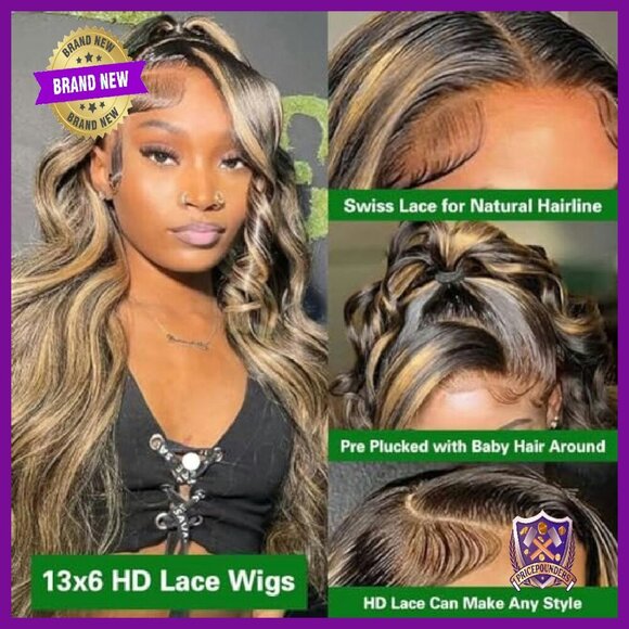 28 Inch Human Hair Lace Front Wig 13x6 HD Lace Body Wave 180% Density main image 6